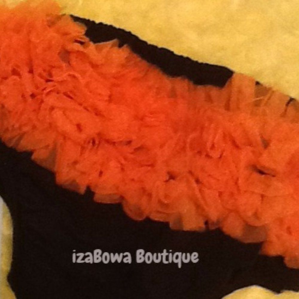 Black Bloomer with Orange Ruffles -Ruffle Butt   BLBO  NWT Boutique